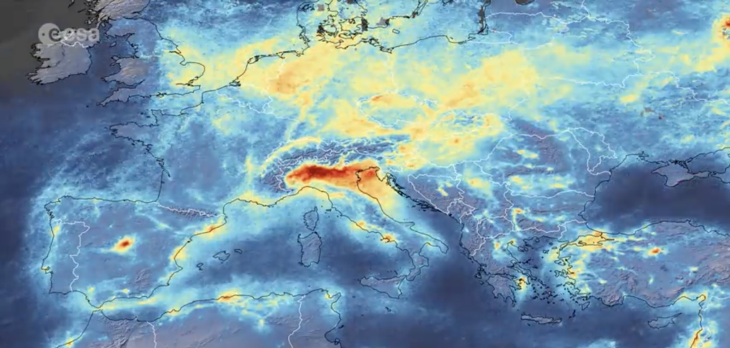 ESA immagine inquinamento Italia