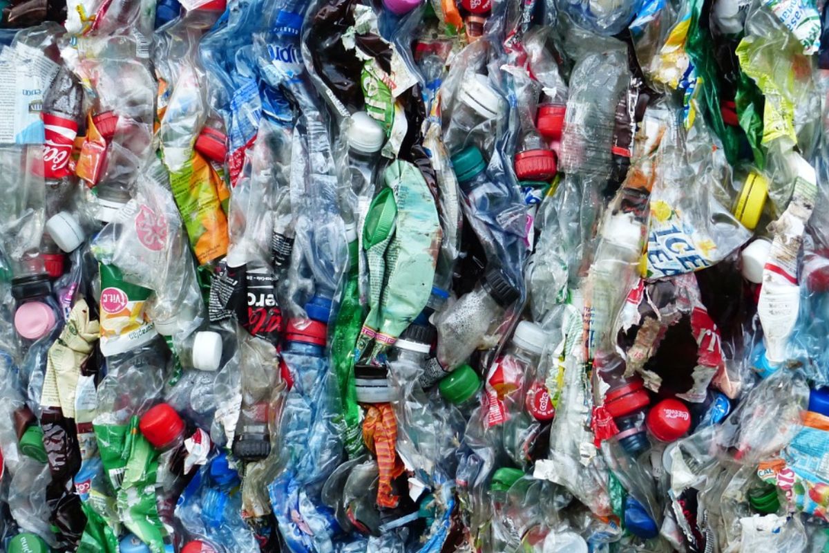 Bottiglie di plastica schiacciate