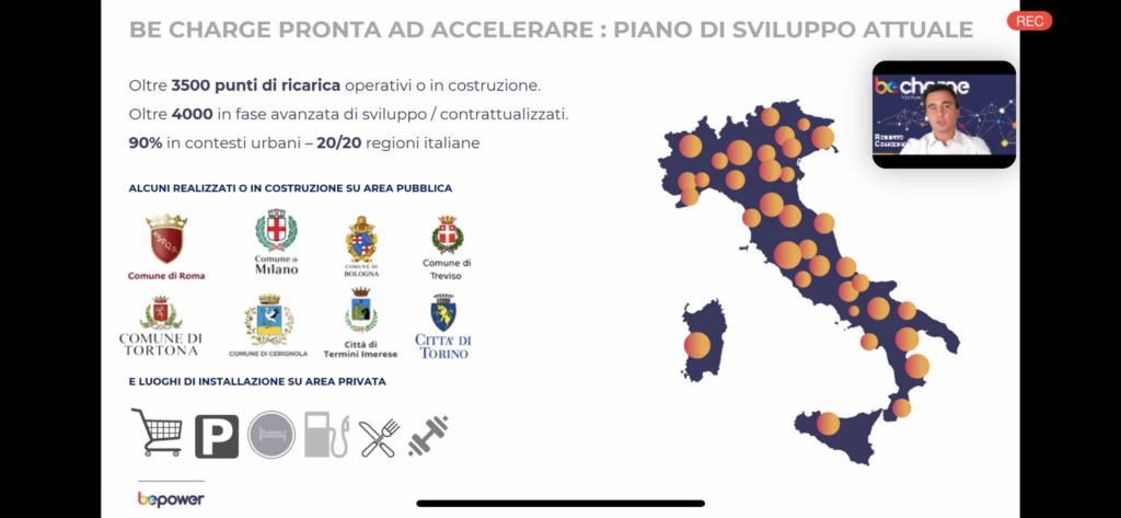 Rete di ricarica Be Charge in Italia