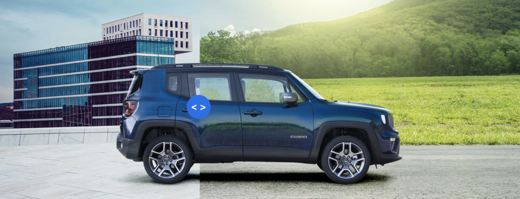 Jeep 4xe ibrida plug-in vista laterale