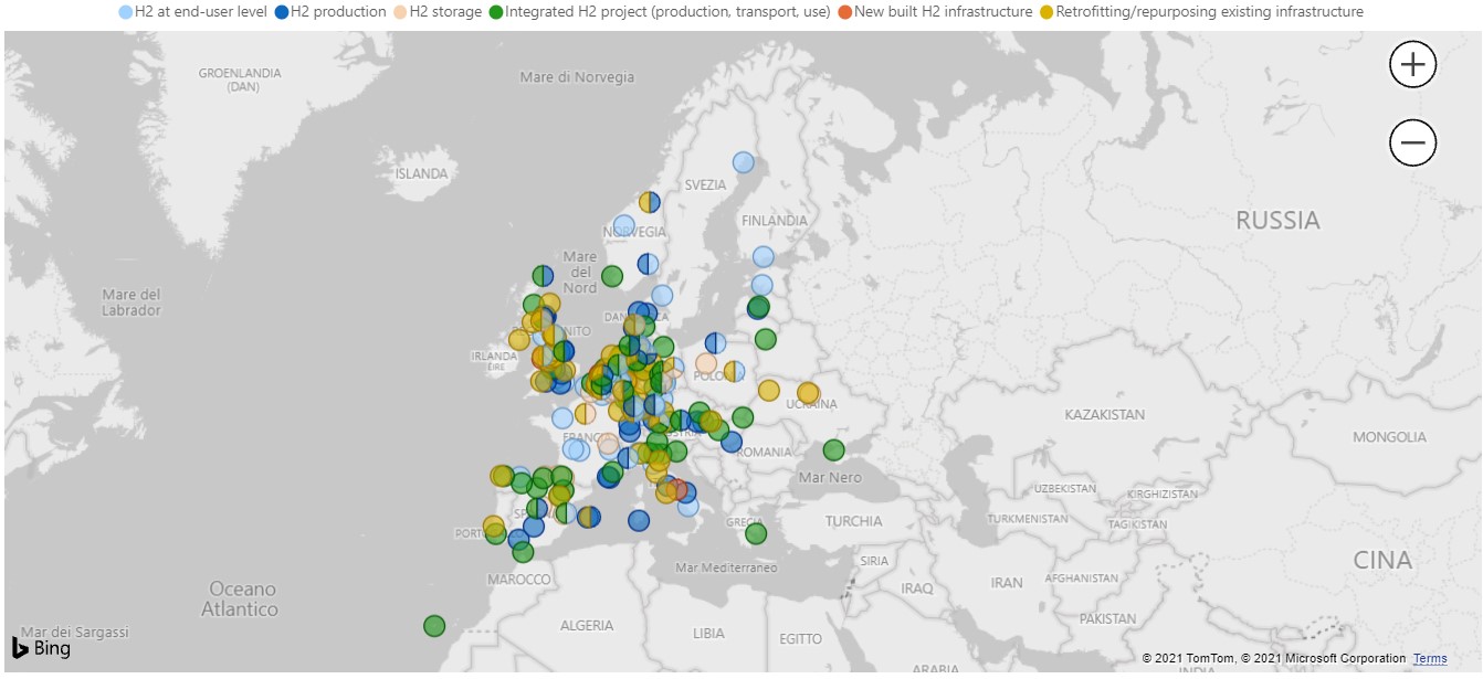 ENTSOG disegna la mappa dei progetti sull’idrogeno in Europa